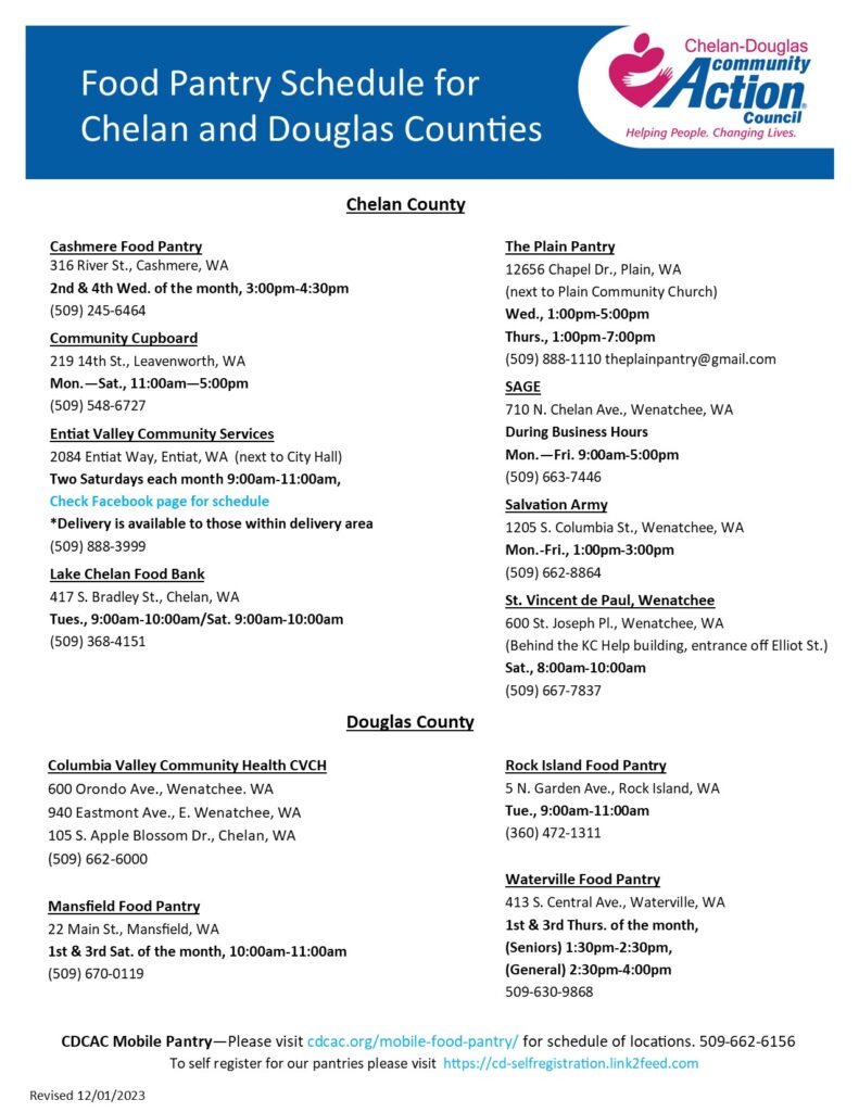 Food Pantry Schedule CDCAC